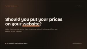 Dark banner with the heading "Should you put your prices on your website?"