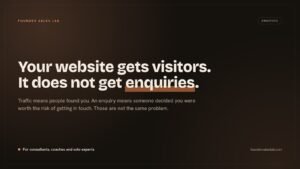 Dark banner with the heading "Your website gets visitors. It does not get enquiries"